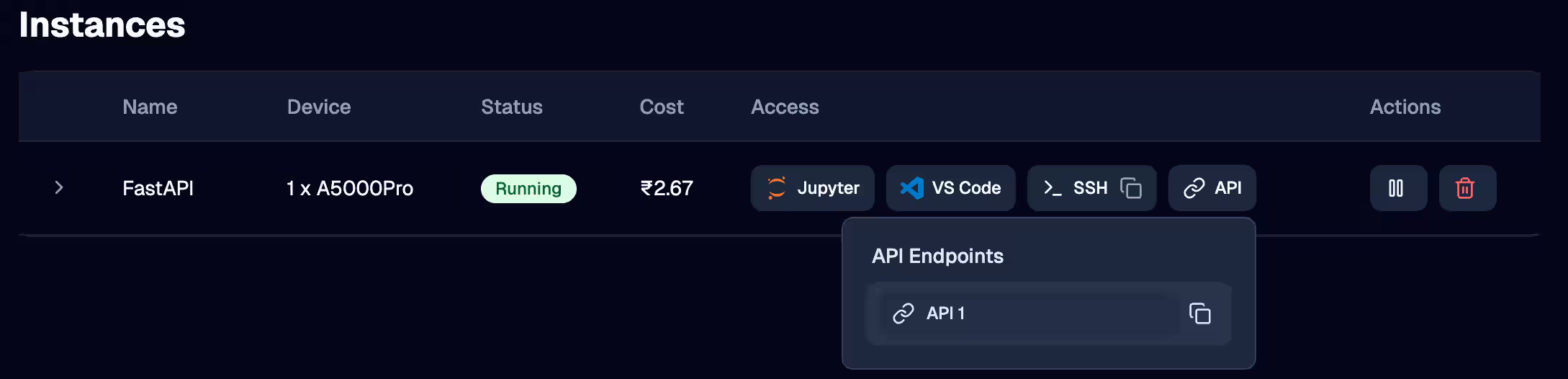 Jarvislabs.ai API endpoint