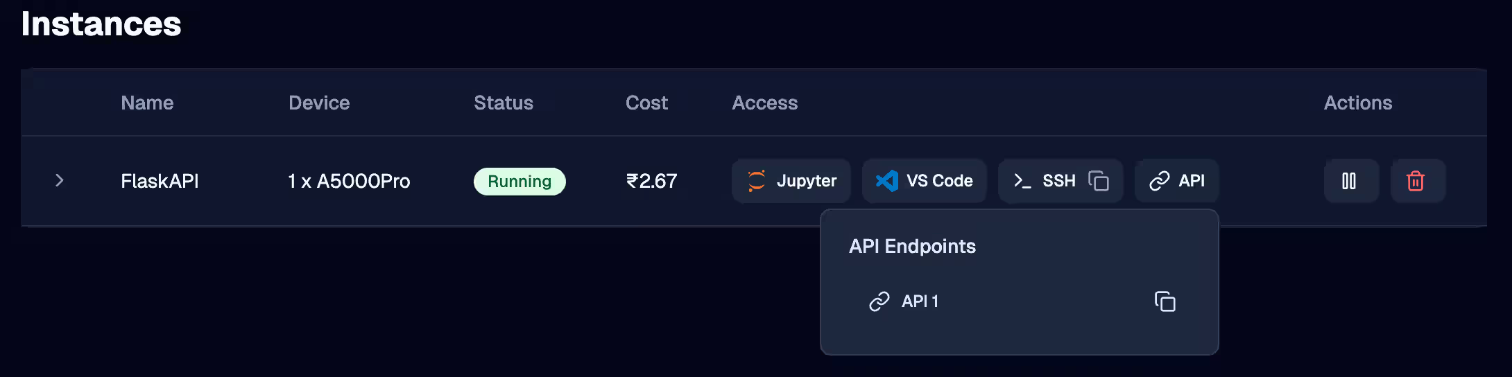Jarvislabs.ai API endpoint